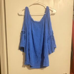 Fever Blue Sleeveless Ruffled Blouse